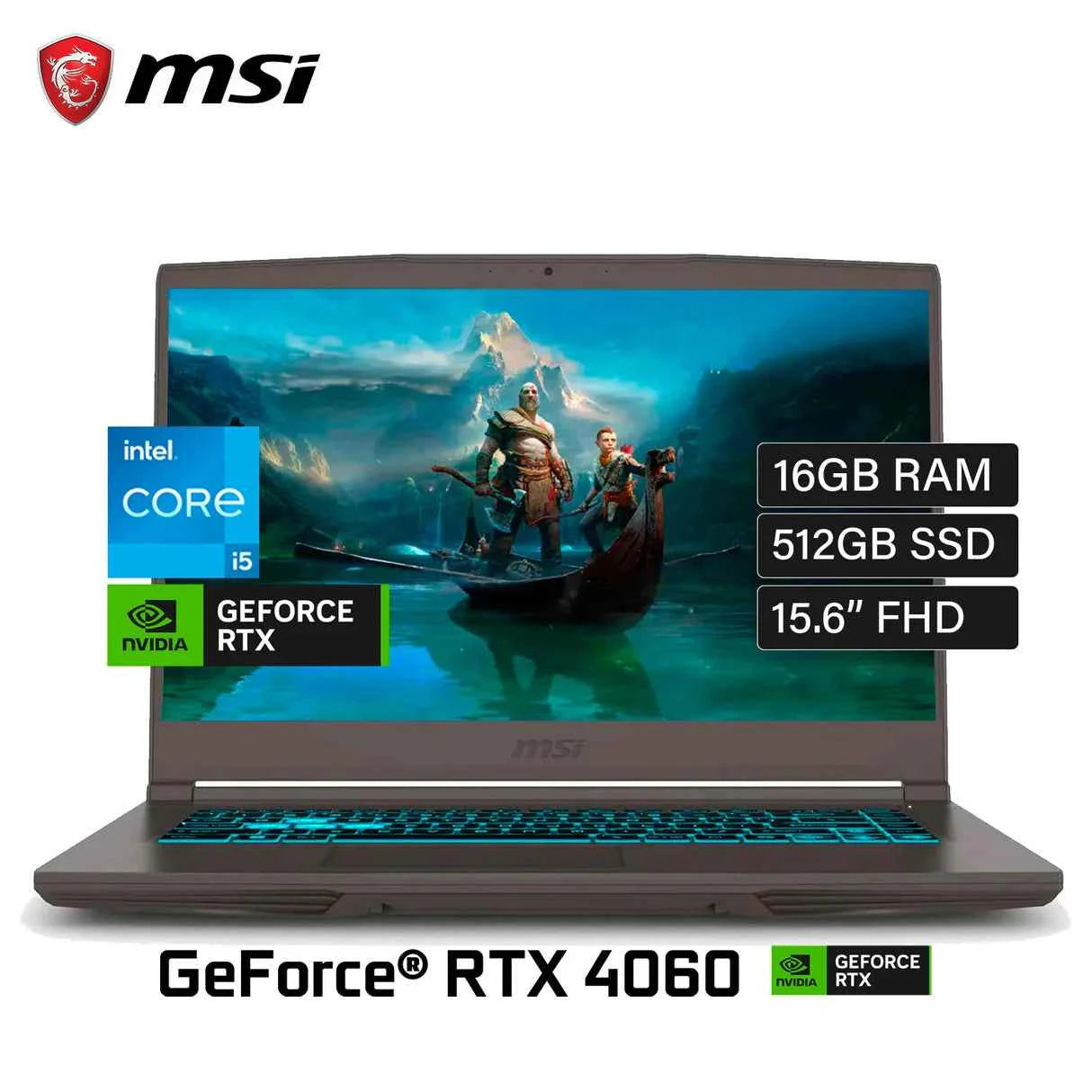 MSI Thin 15 B13VF-2829US Gaming Laptop | Intel Core i5-13420H 16GB Memory 512GB SSD Windows 11 - NVIDIA GeForce RTX 4060 8GB - 15.6" FHD, IPS-Level 144Hz